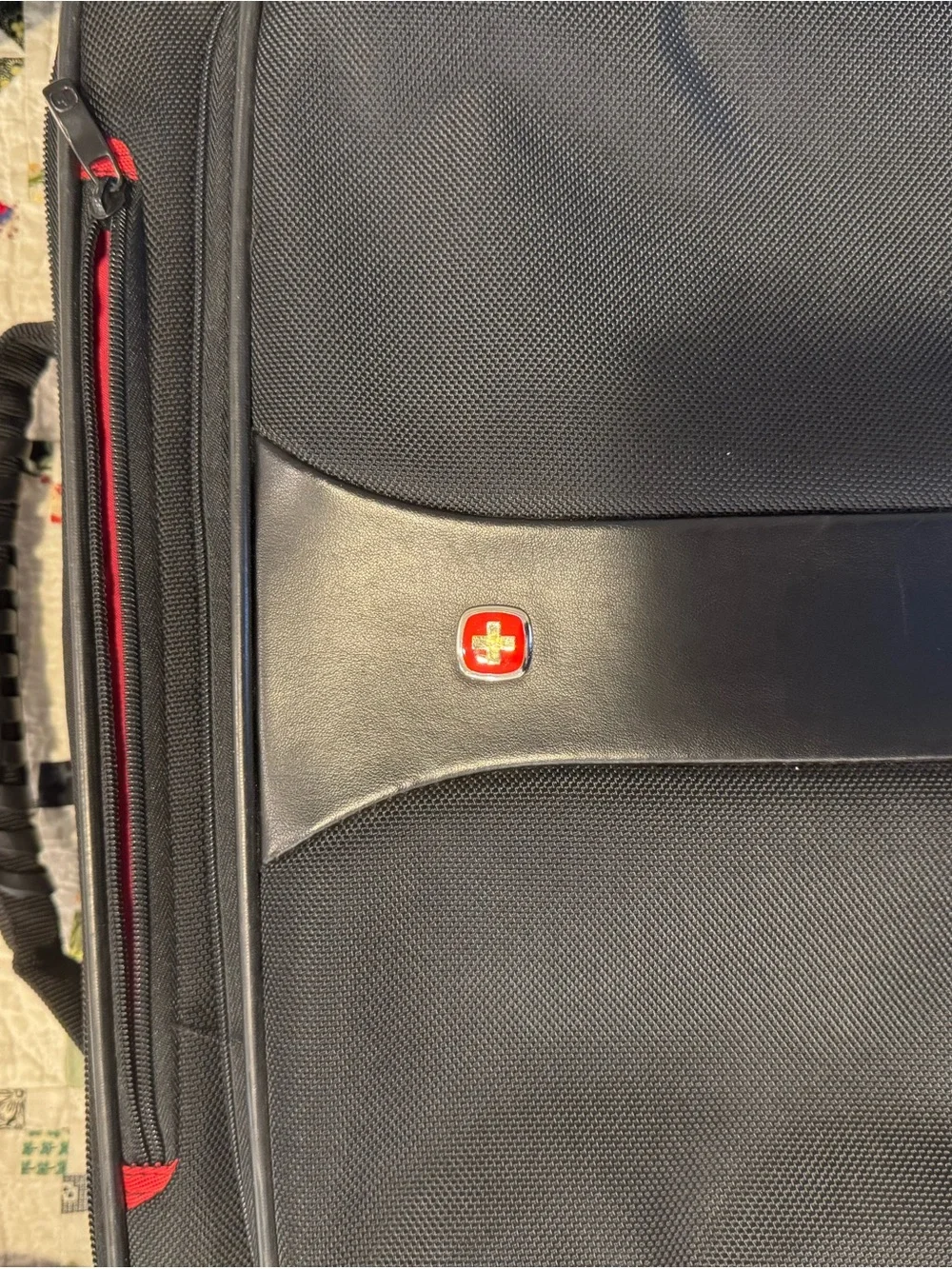 SwissGear Black Laptop Messenger with Red Logo Accents